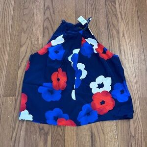 Banana Republic Navy Halter Camisole with Red, Blue & White Floral Print